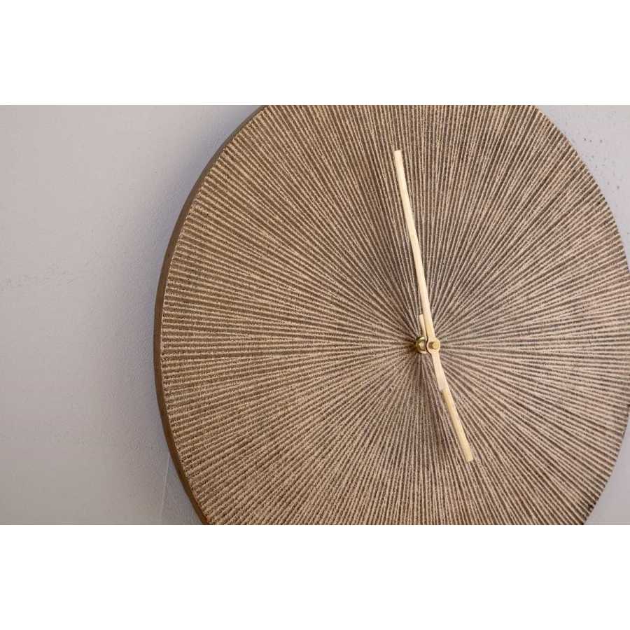 Nkuku Zuwena Etched Wall Clock - Antique Brass
