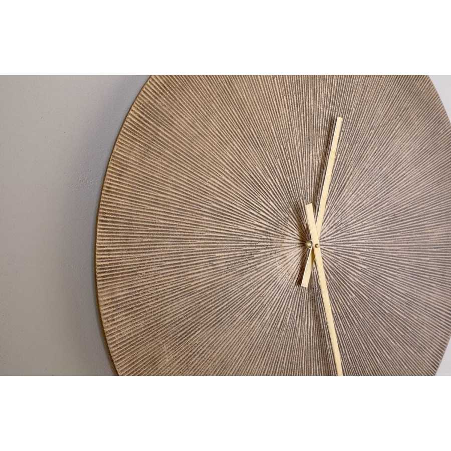 Nkuku Zuwena Etched Wall Clock - Antique Brass
