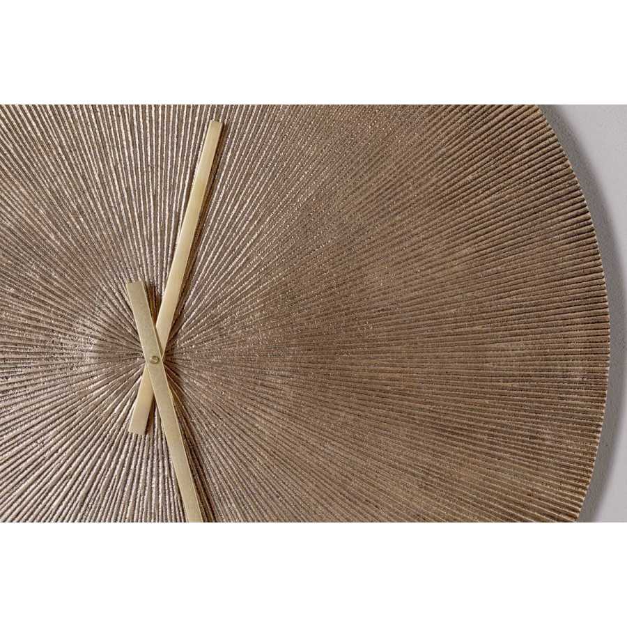 Nkuku Zuwena Etched Wall Clock - Antique Brass