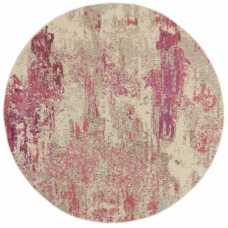 Nourison Celestial CES02 Round Rug - Ivory & Pink