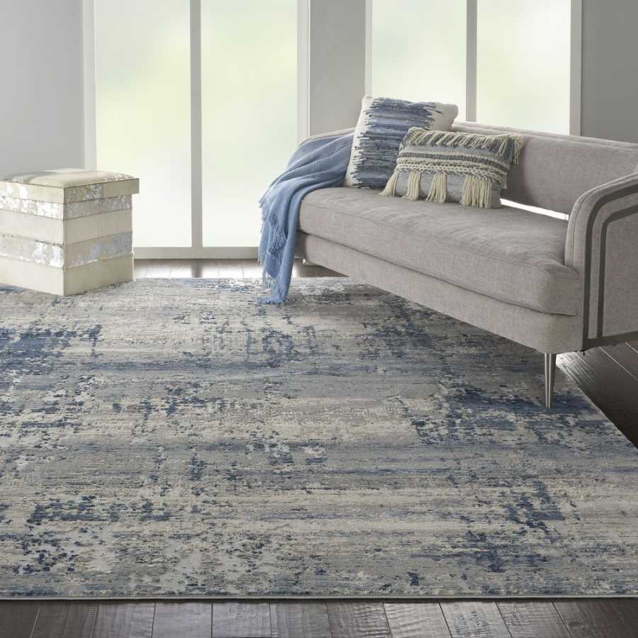 Nourison Rustic Textures RUS10 Rug - Ivory & Blue