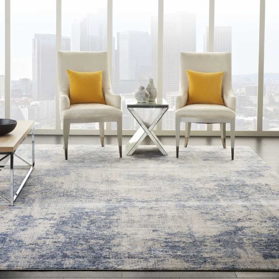 Nourison Silky Textures SLY01 Rug - Ivory & Blue