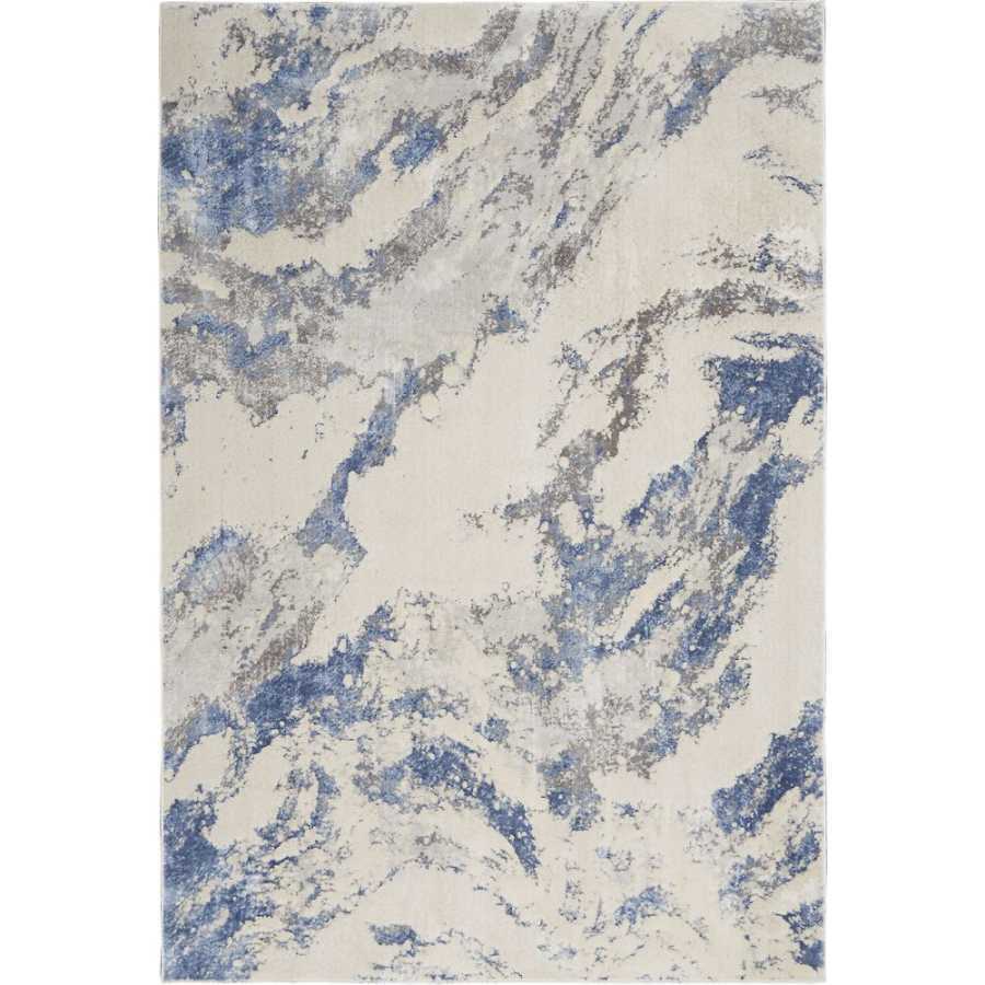 Nourison Silky Textures SLY03 Rug - Blue, Ivory & Grey