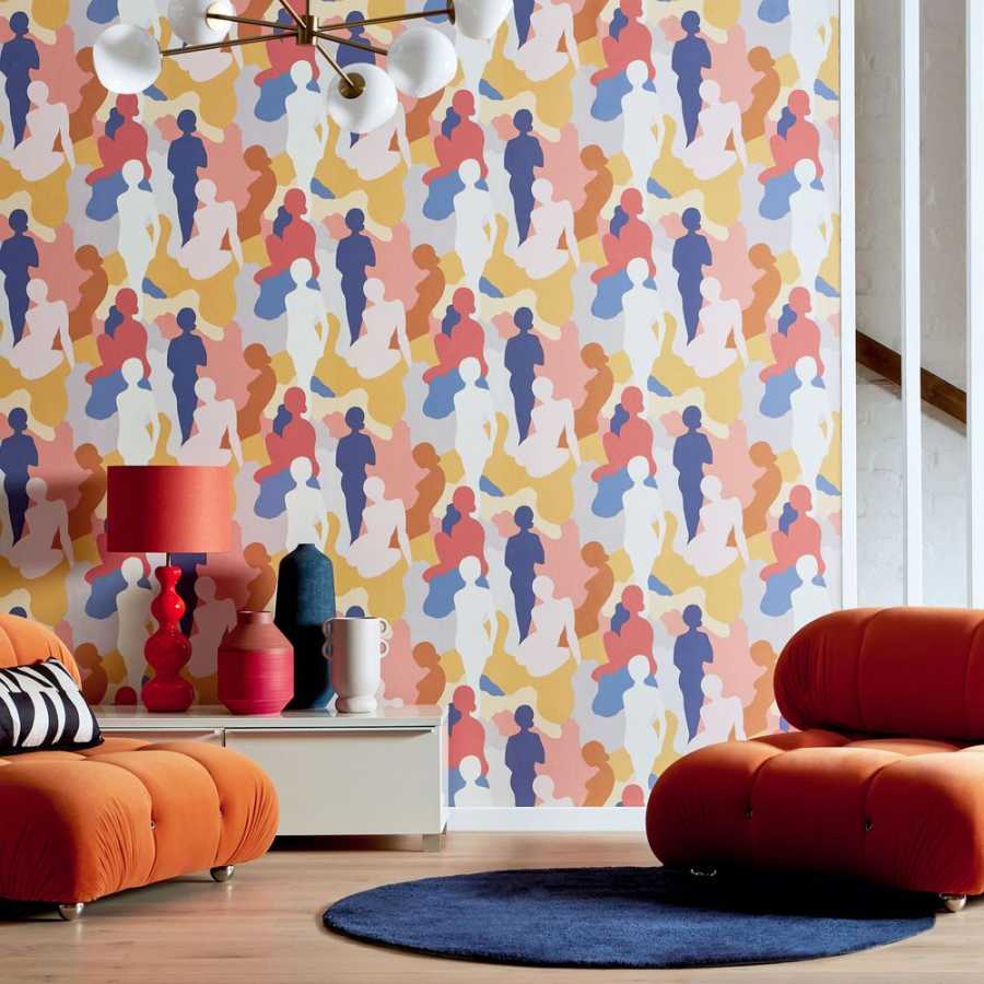 Ohpopsi Abstract Silhouette ABS50110W Wallpaper - Amber & Lapis