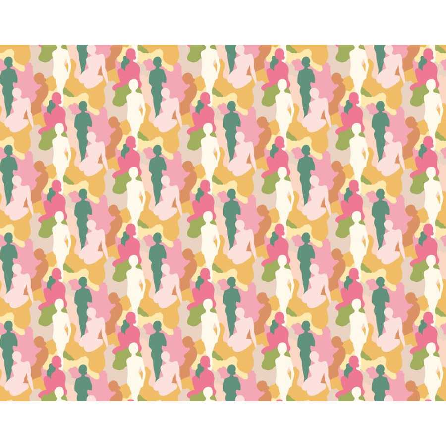 Ohpopsi Abstract Silhouette ABS50111W Wallpaper - Emerald & Peach