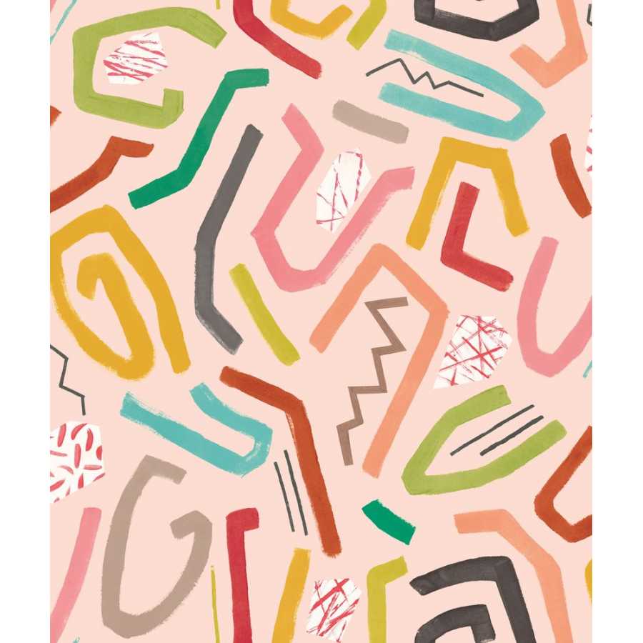 Ohpopsi Abstract Squiggle ABS50125W Wallpaper - Coral Twist