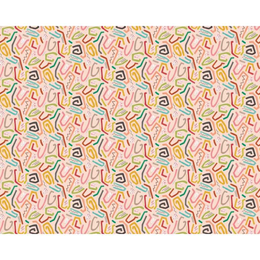 Ohpopsi Abstract Squiggle ABS50125W Wallpaper - Coral Twist