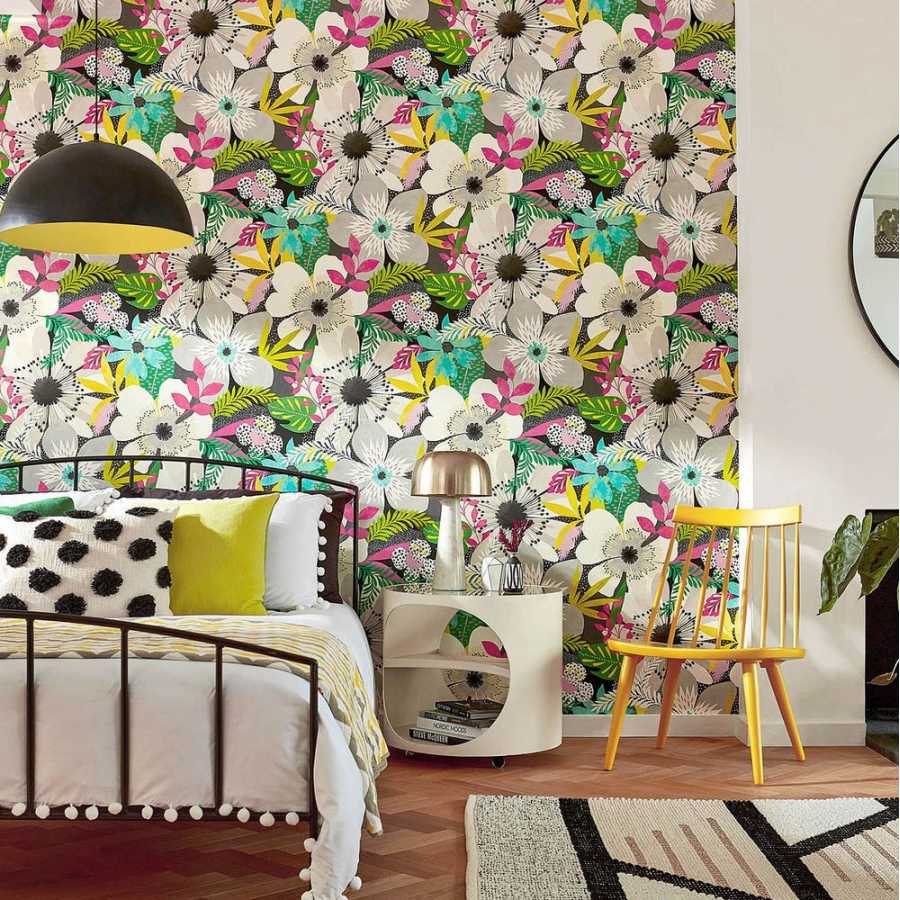 Ohpopsi Concept Floral Riot CEP50101W Wallpaper - Chalk & Carbon