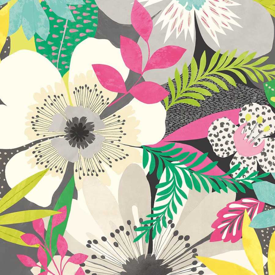 Ohpopsi Concept Floral Riot CEP50101W Wallpaper - Chalk & Carbon