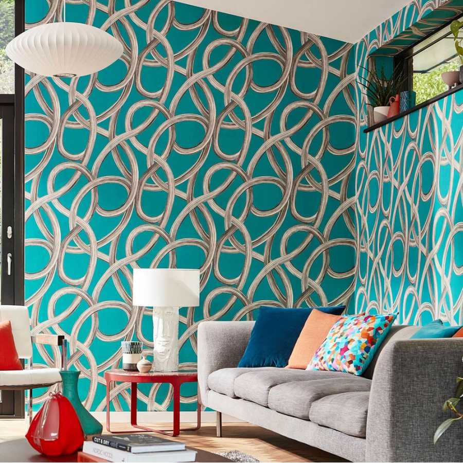 Ohpopsi Concept Twisted Geo CEP50124W Wallpaper - Turquoise