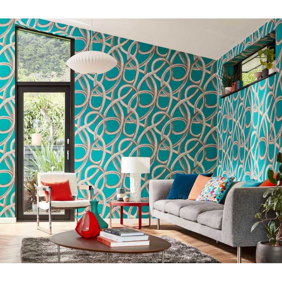 Ohpopsi Concept Twisted Geo CEP50124W Wallpaper - Turquoise