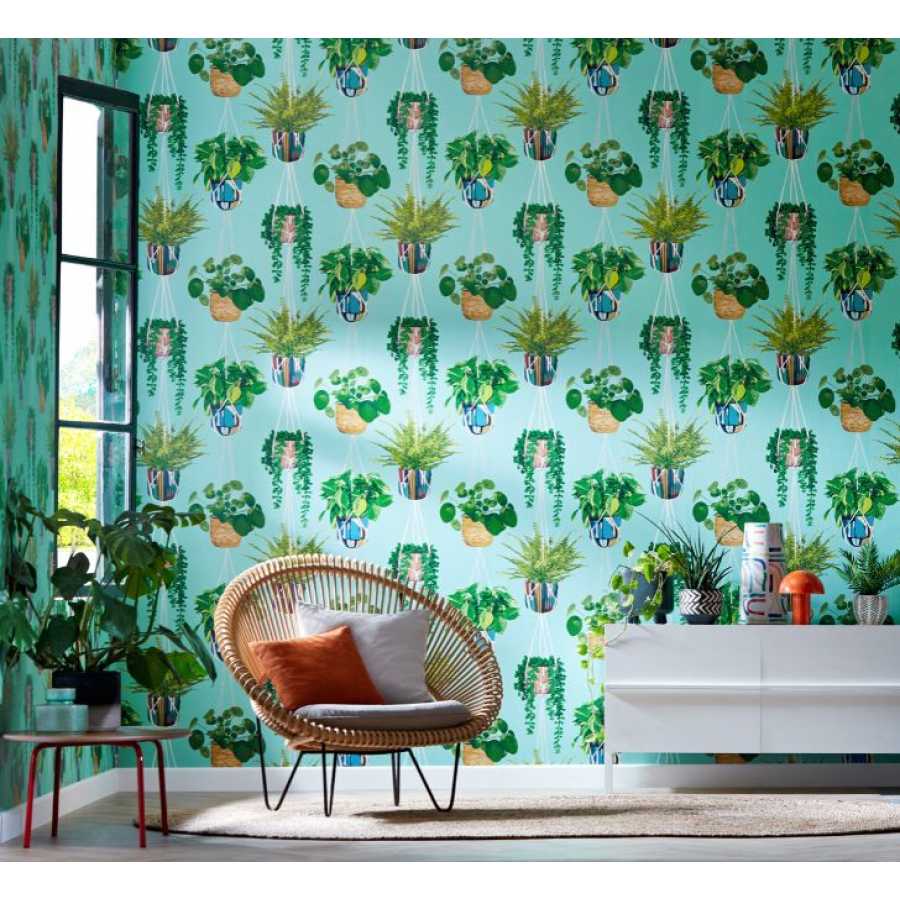 Ohpopsi Grafik Houseplant GRA50108W Wallpaper - Cerulean Twist