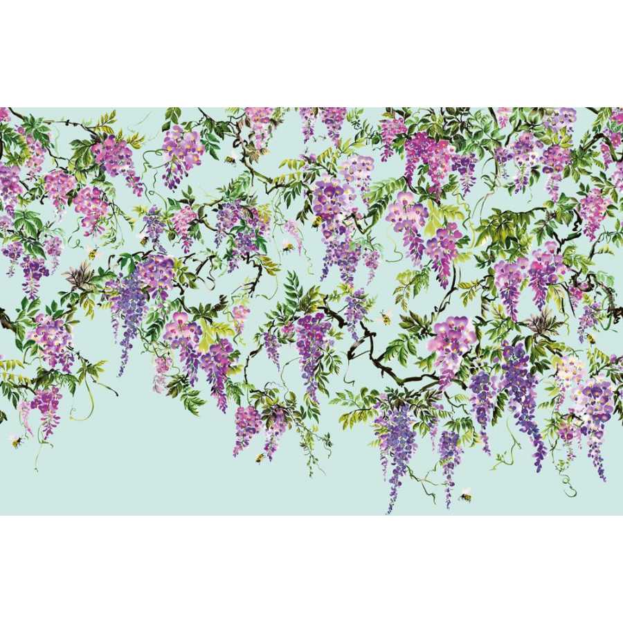 Ohpopsi Icon Trailing Wisteria ICN50111M Mural Wallpaper - Amethyst & Sky