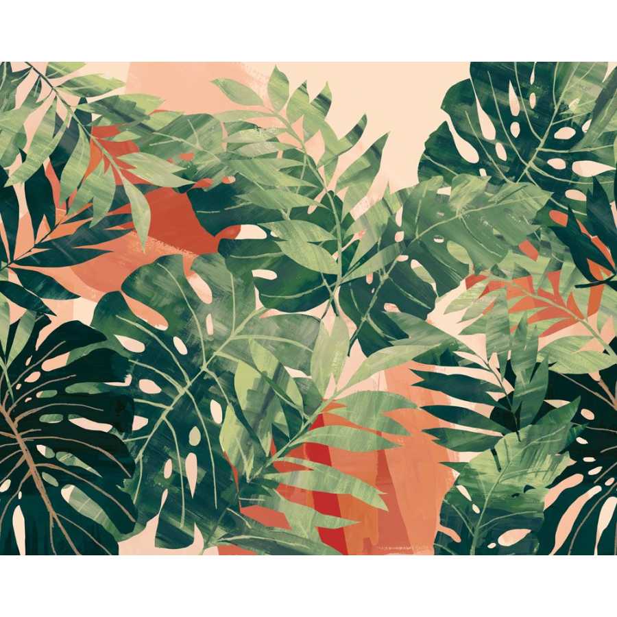 Ohpopsi Icon Textured Palm ICN50119M Mural Wallpaper - Olive & Rust