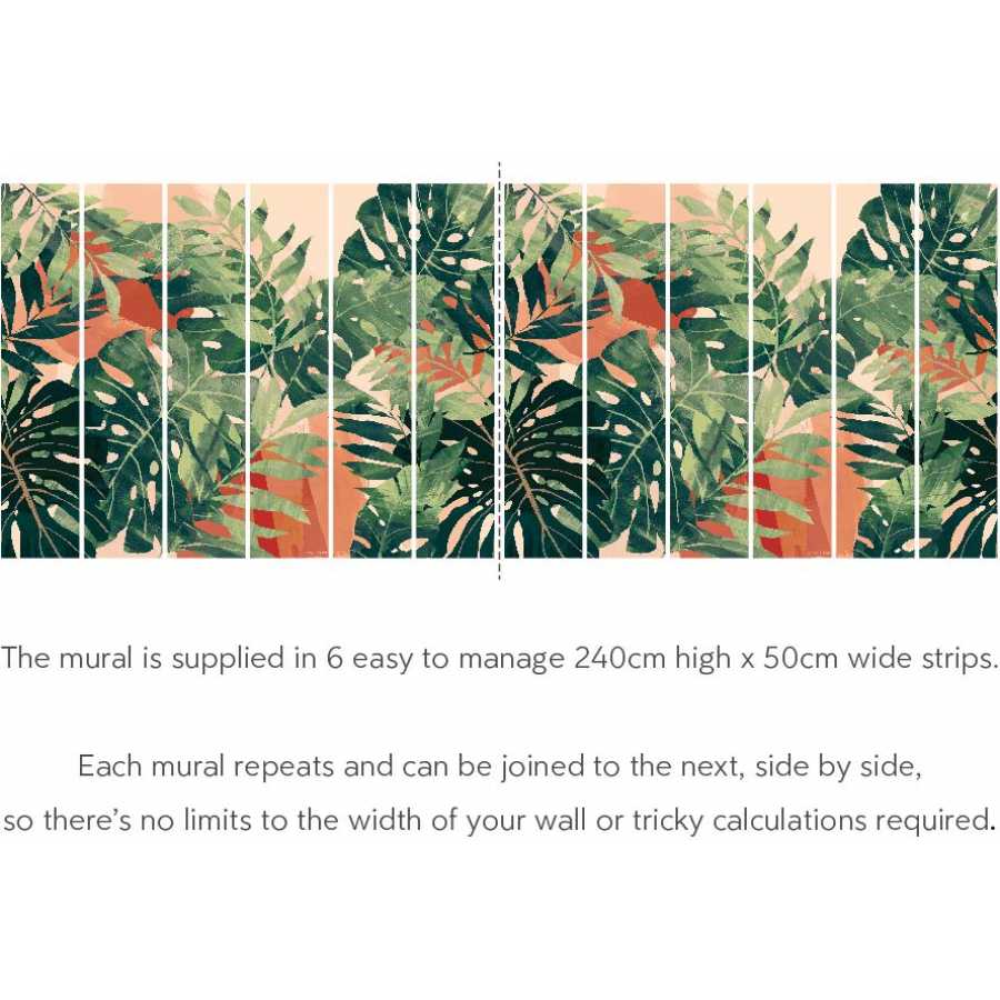 Ohpopsi Icon Textured Palm ICN50119M Mural Wallpaper - Olive & Rust
