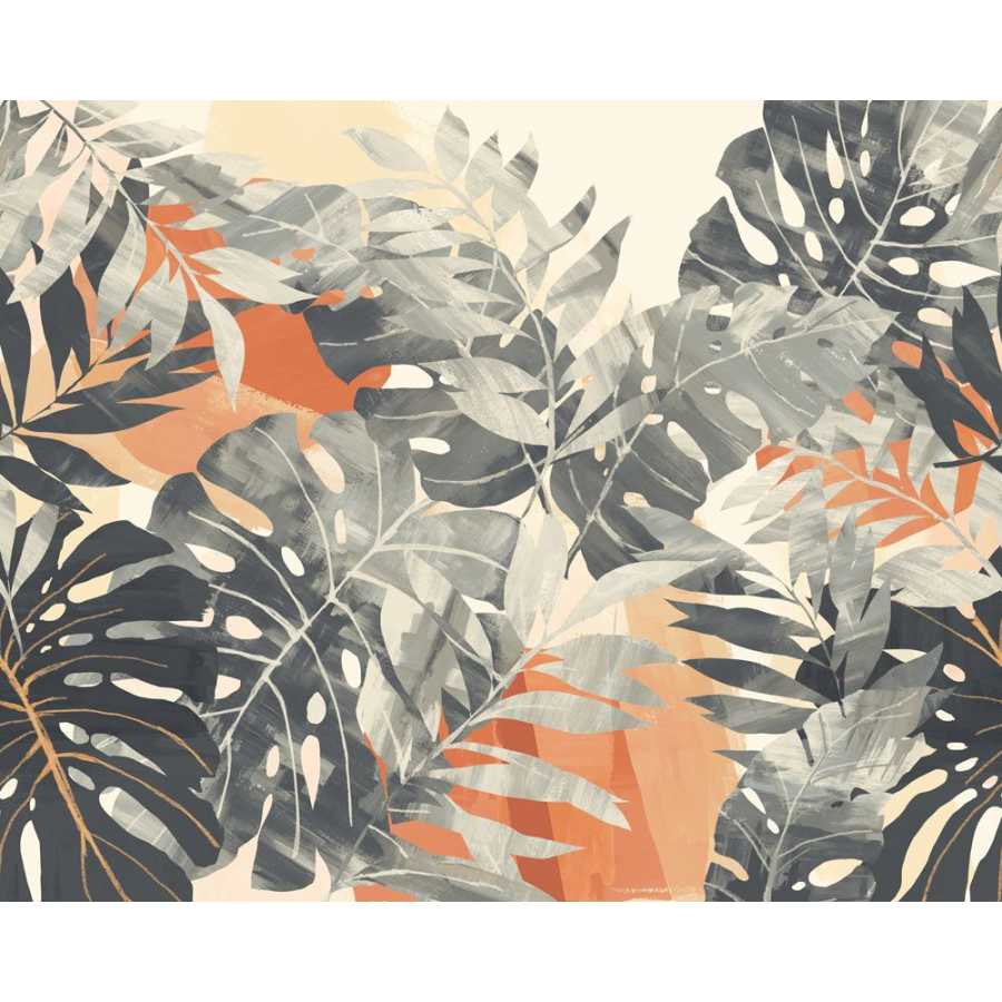 Ohpopsi Icon Textured Palm ICN50120M Mural Wallpaper - Stone & Apricot