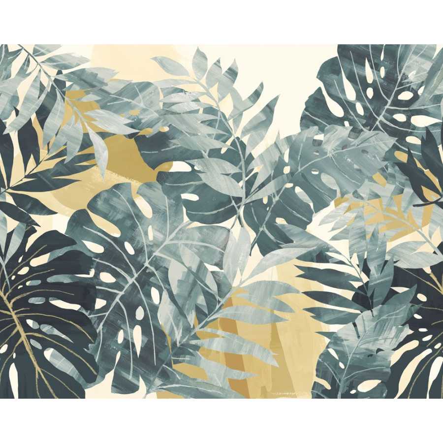 Ohpopsi Icon Textured Palm ICN50121M Mural Wallpaper - Petrol & Straw
