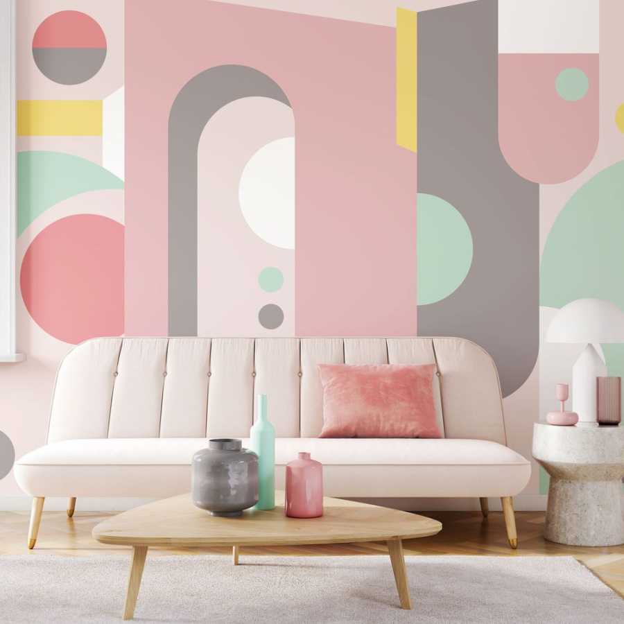 Ohpopsi Icon Monster Arch ICN50131M Mural Wallpaper - Flamingo & Mint