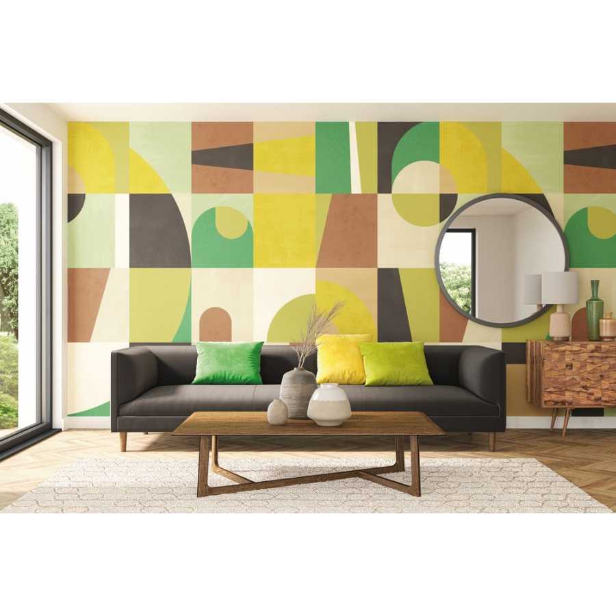 Ohpopsi Icon Blocky ICN50137M Mural Wallpaper - Earth & Mustard