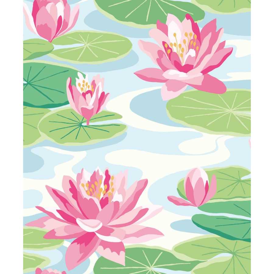 Ohpopsi Ichika Waterlily IKA50101W Wallpaper - Sky & Rose