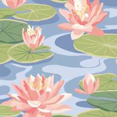 Ohpopsi Ichika Waterlily IKA50103W Wallpaper - Cornflower