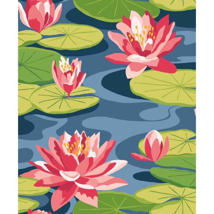 Ohpopsi Ichika Waterlily IKA50104W Wallpaper - Midnight Rouge