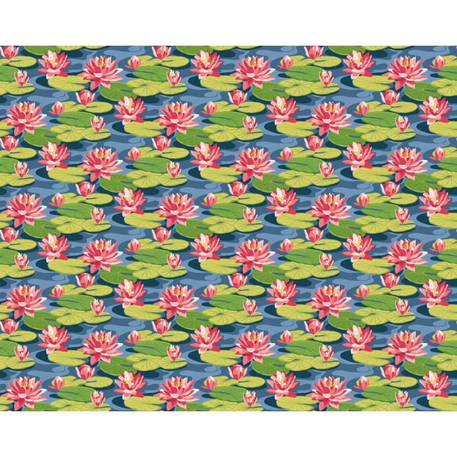 Ohpopsi Ichika Waterlily IKA50104W Wallpaper - Midnight Rouge