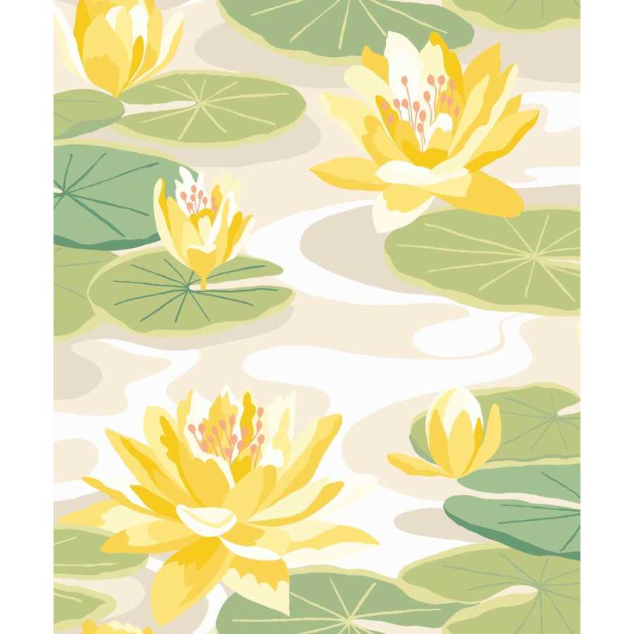 Ohpopsi Ichika Waterlily IKA50106W Wallpaper - Linen & Amber