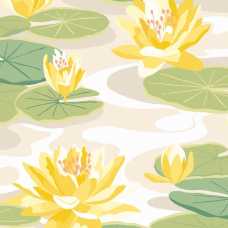 Ohpopsi Ichika Waterlily IKA50106W Wallpaper - Linen & Amber