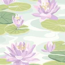 Ohpopsi Ichika Waterlily IKA50107W Wallpaper - Powder Blue & Lilac