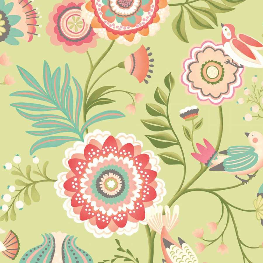 Ohpopsi Ichika Trail IKA50108W Wallpaper - Coral & Apple