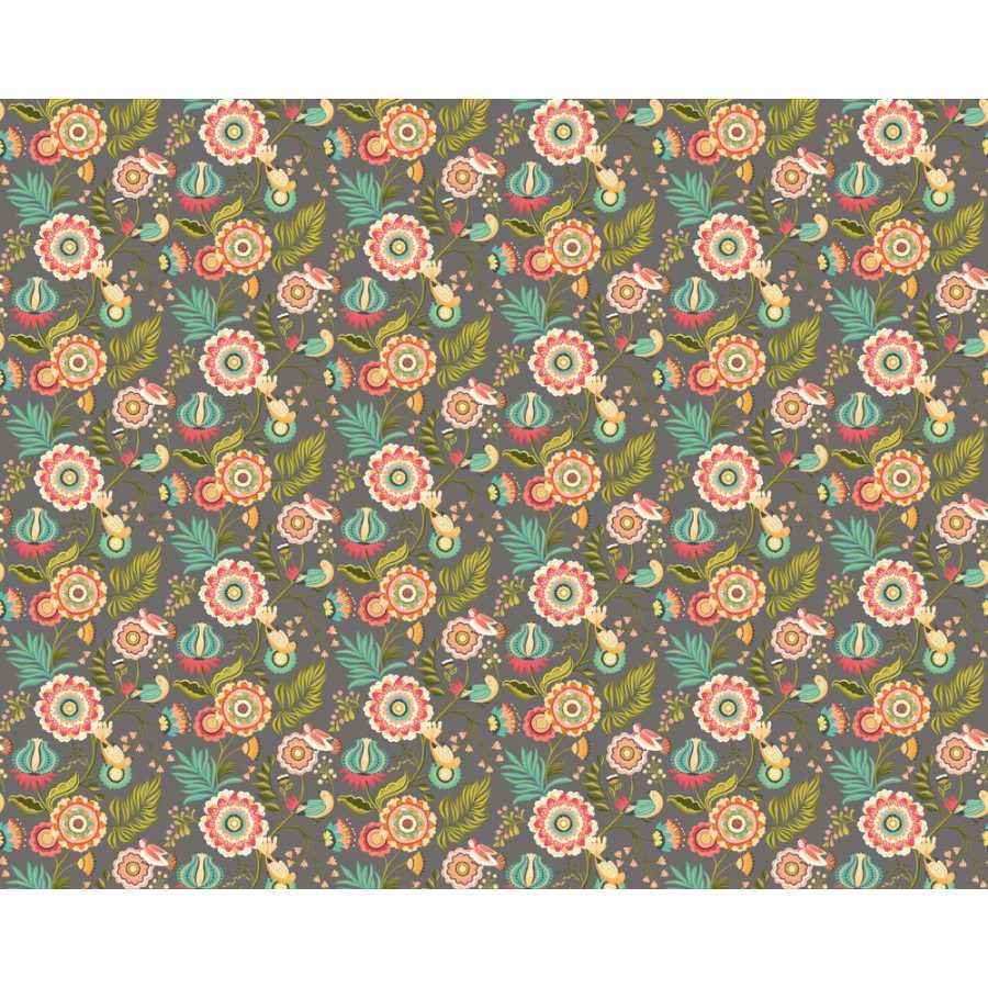 Ohpopsi Ichika Trail IKA50110W Wallpaper - Charcoal & Teal