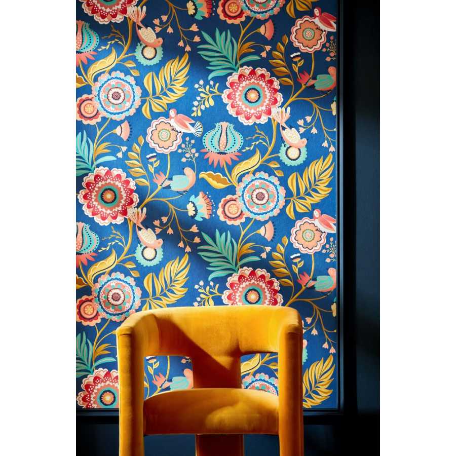 Ohpopsi Ichika Trail IKA50111W Wallpaper - Royal Blue & Gold