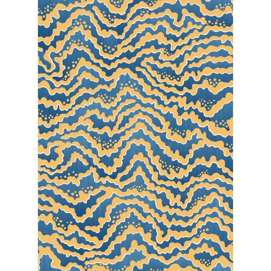 Ohpopsi Ichika Contour IKA50120W Wallpaper - Denim & Ochre