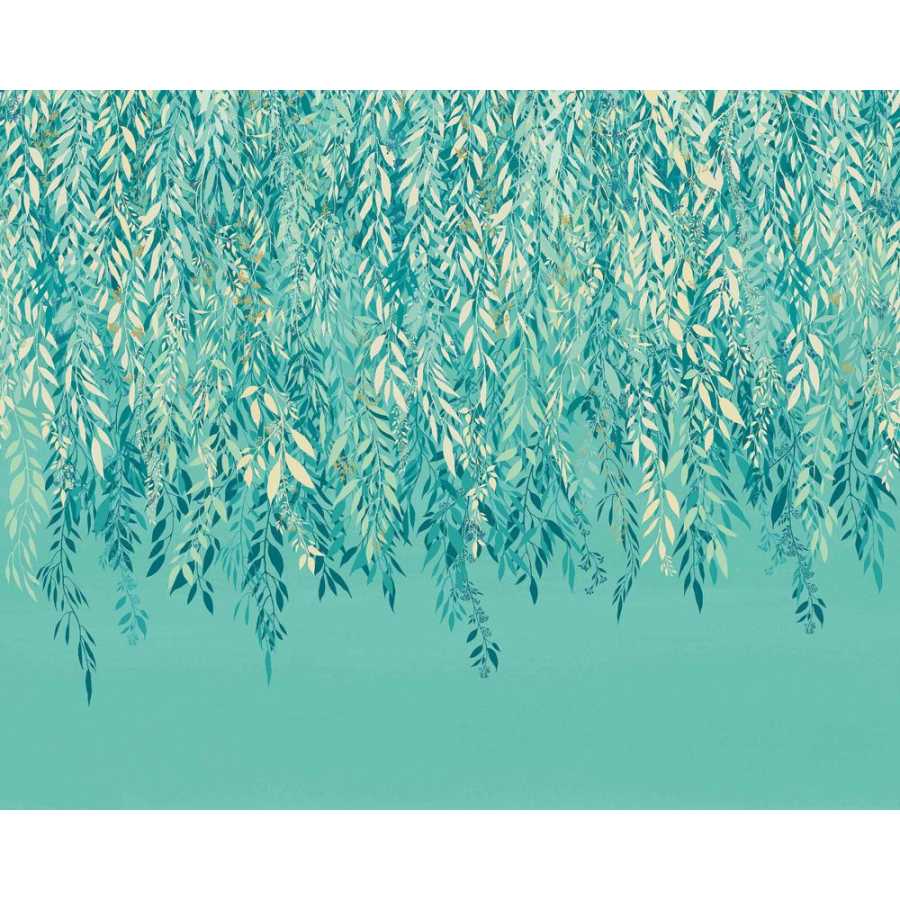 Ohpopsi Ichika Cascading Willow IKA50138M Mural Wallpaper - Turquoise