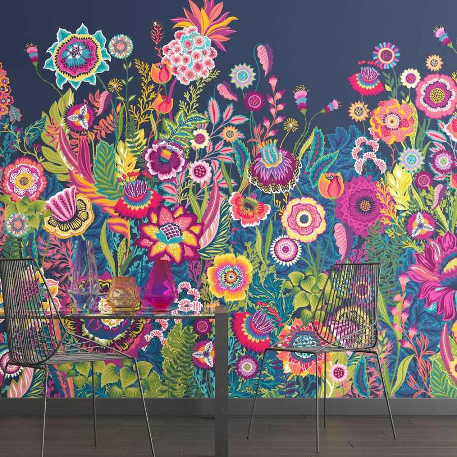 Ohpopsi Ichika Bloom IKA50142M Mural Wallpaper - Indigo