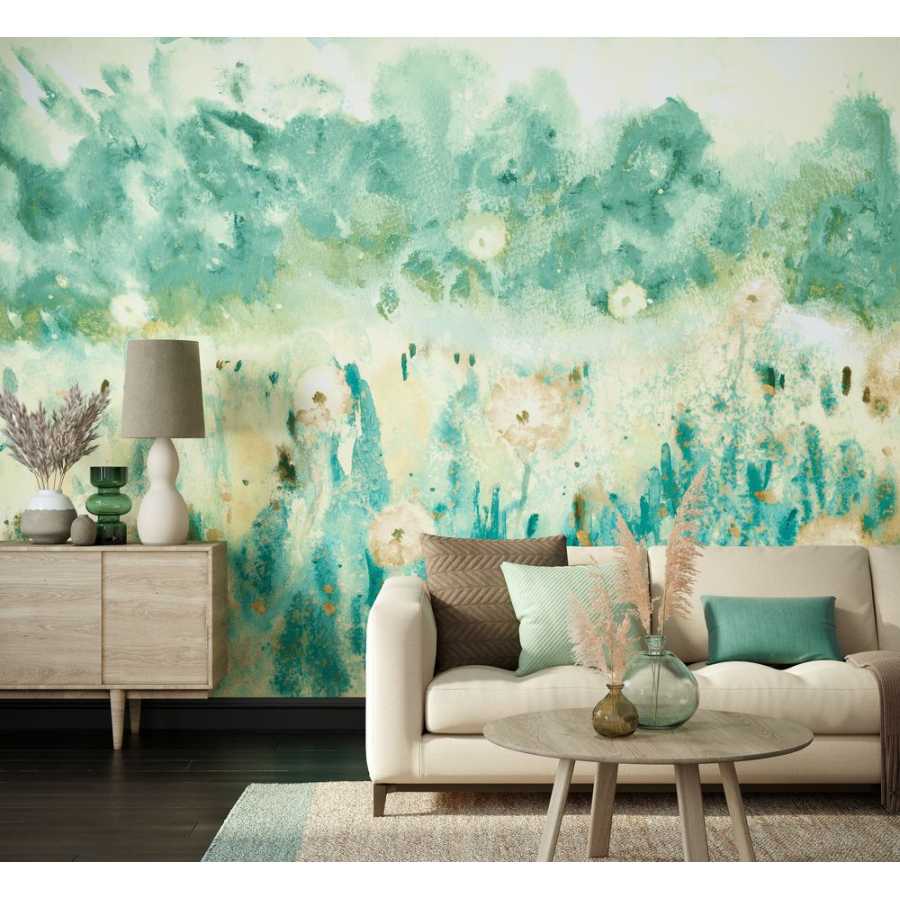 Ohpopsi Seasons Meadow WND50120M Mural Wallpaper - Jade & Linen