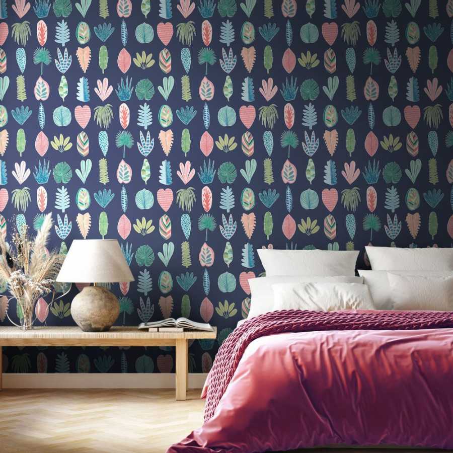 Ohpopsi Glasshouse Leaf Boogie GHS50102W Wallpaper - Ink Twist