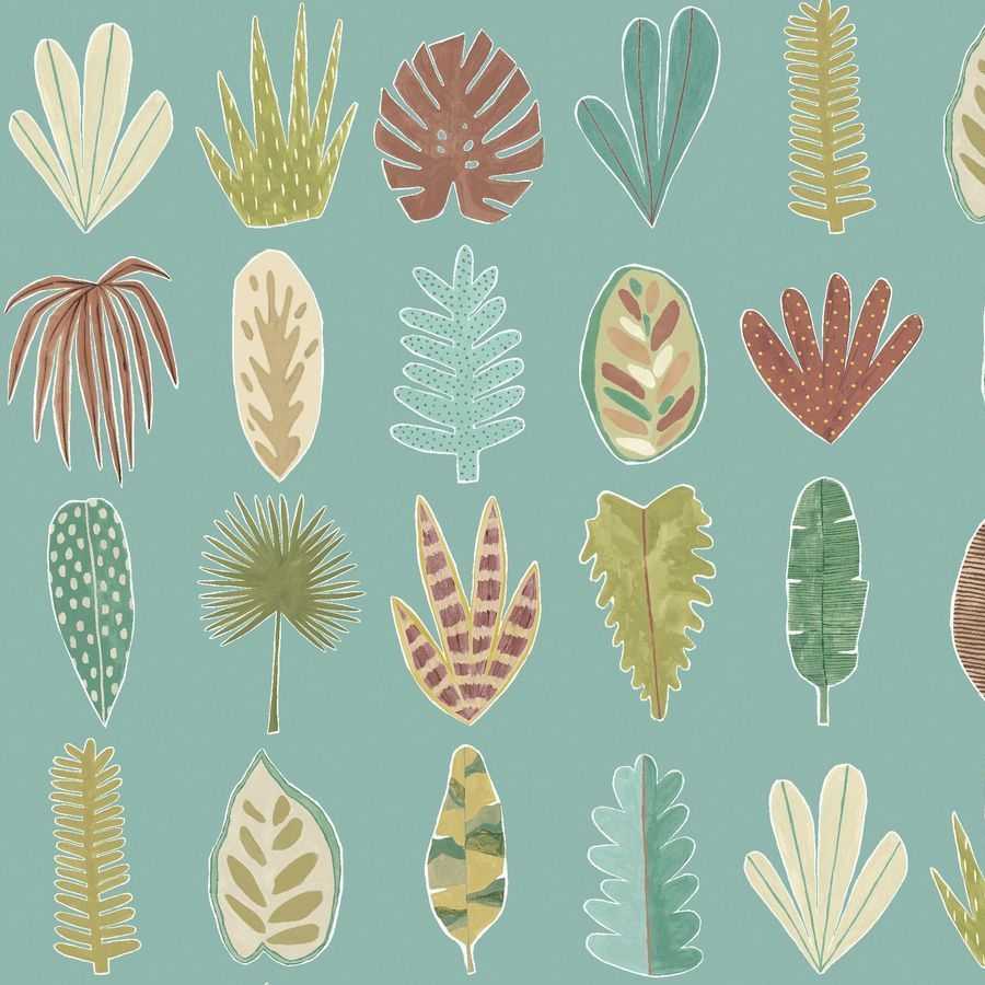 Ohpopsi Glasshouse Leaf Boogie GHS50104W Wallpaper - Seafoam