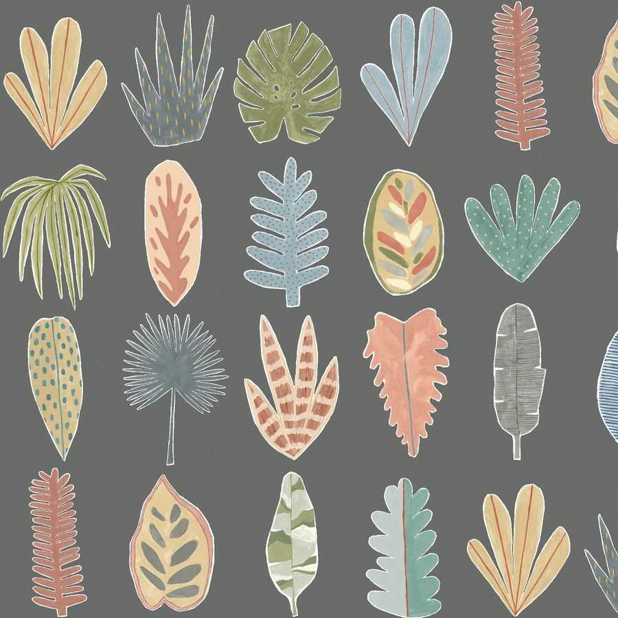 Ohpopsi Glasshouse Leaf Boogie GHS50107W Wallpaper - Charcoal Mix