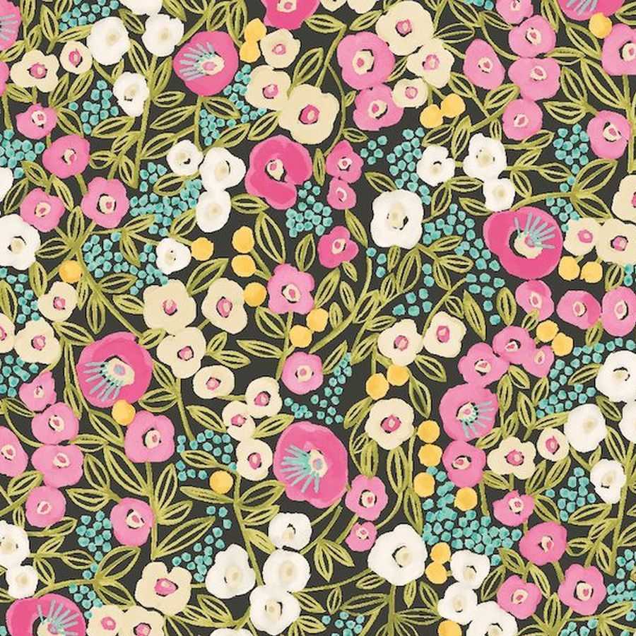 Ohpopsi Glasshouse Flora Ditsy GHS50113W Wallpaper - Fuchsia & Jet