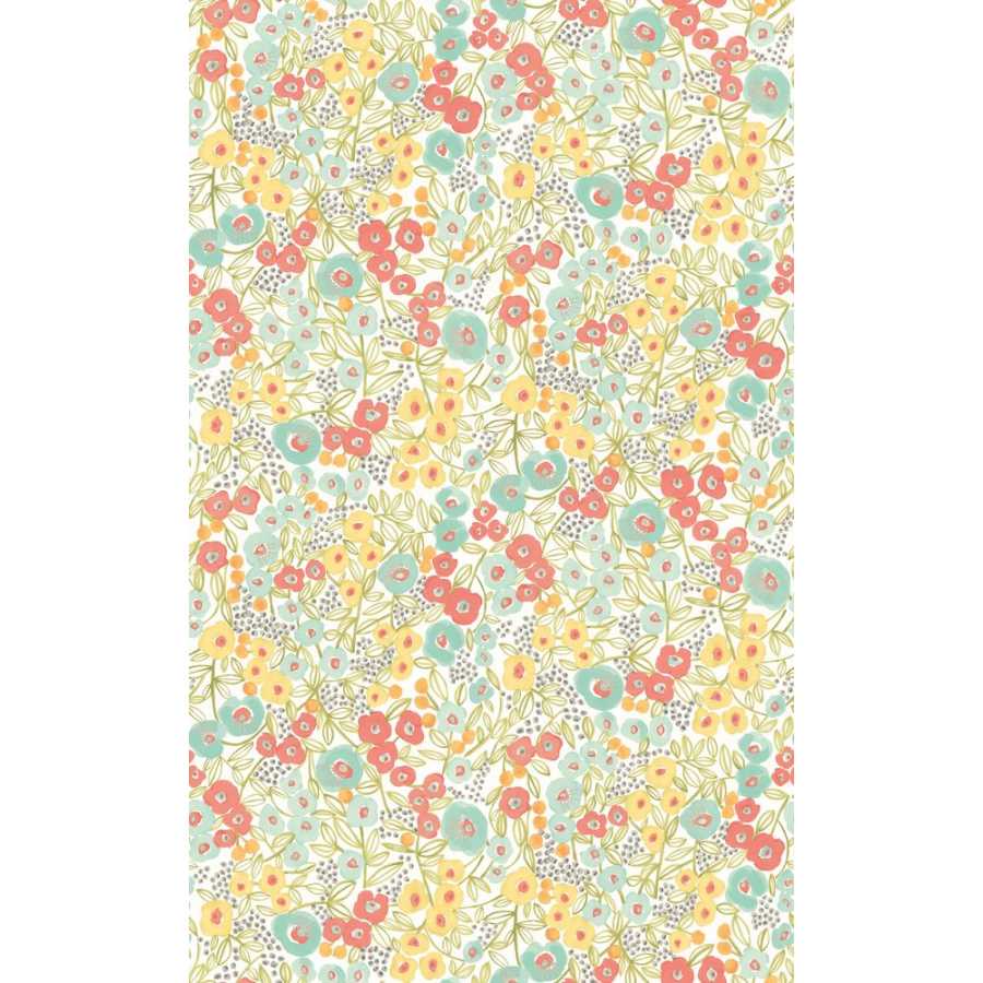 Ohpopsi Glasshouse Flora Ditsy GHS50115W Wallpaper - Coral & Sky