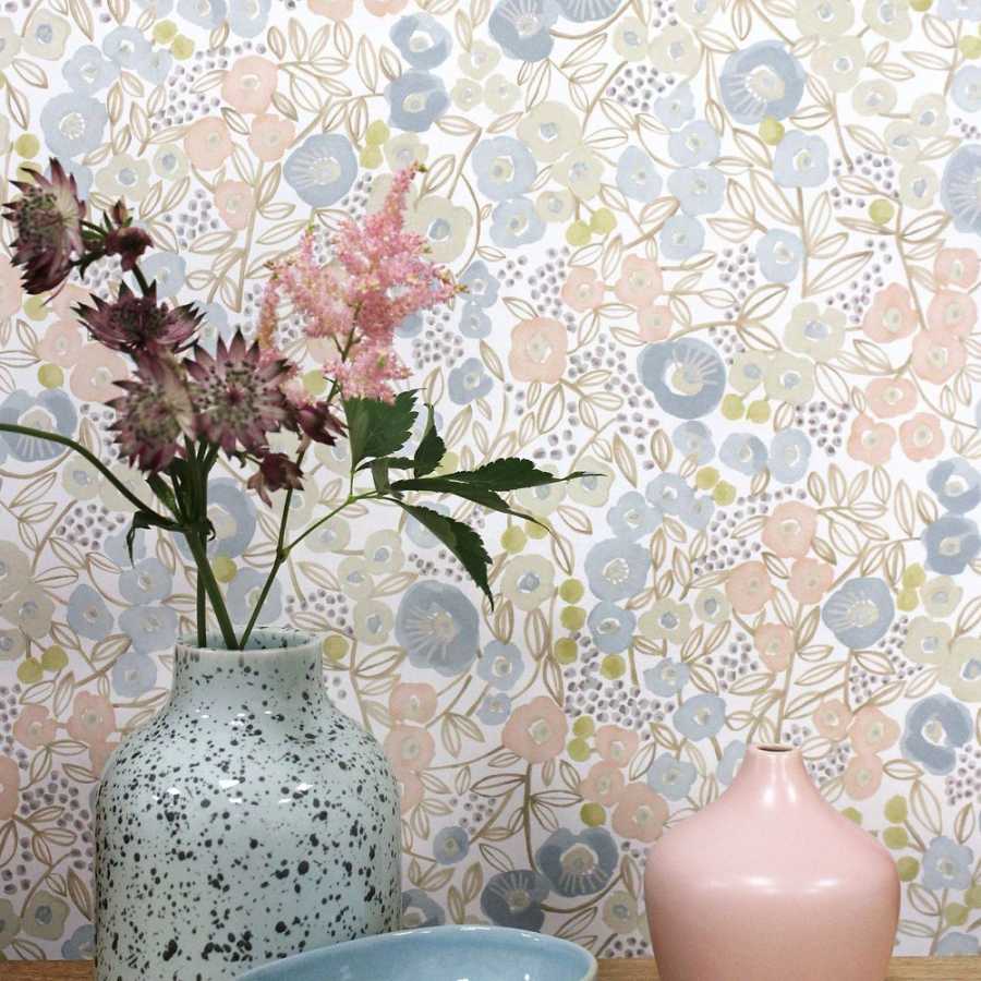 Ohpopsi Glasshouse Flora Ditsy GHS50117W Wallpaper - Silver