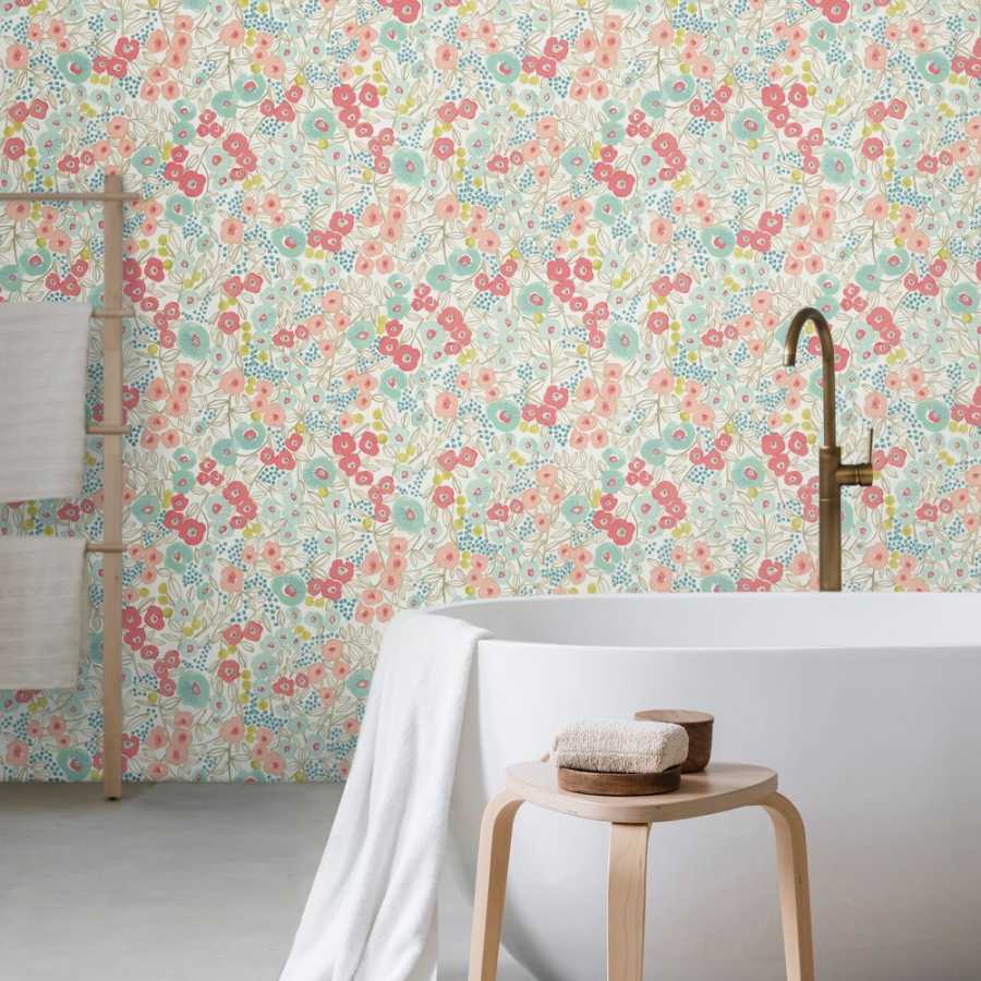 Ohpopsi Glasshouse Flora GHS50118W Wallpaper - Coral & Sky