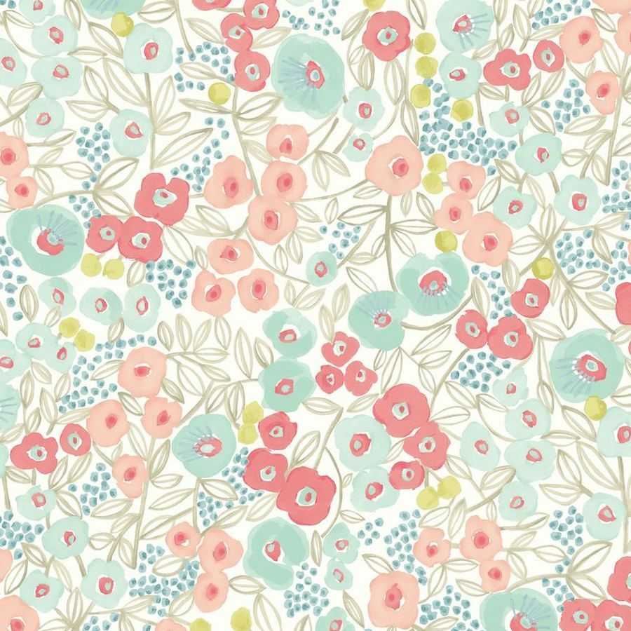 Ohpopsi Glasshouse Flora GHS50118W Wallpaper - Coral & Sky