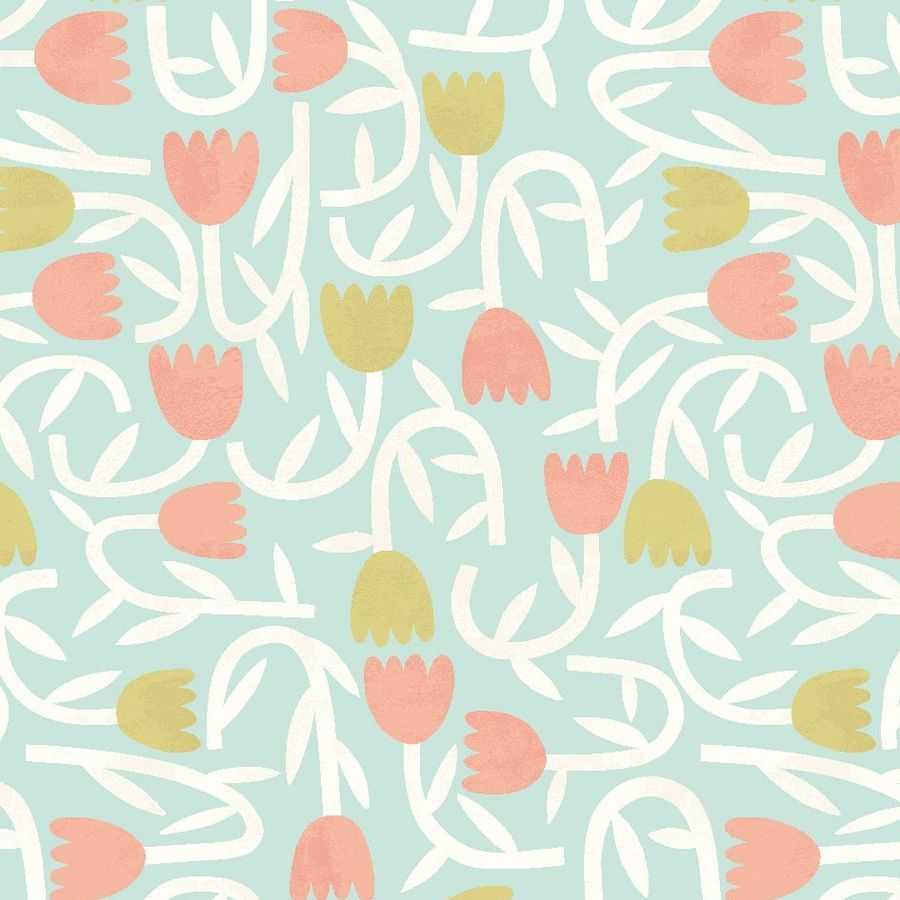 Ohpopsi Glasshouse Tiny Tulip GHS50134W Wallpaper - Duckegg Mix