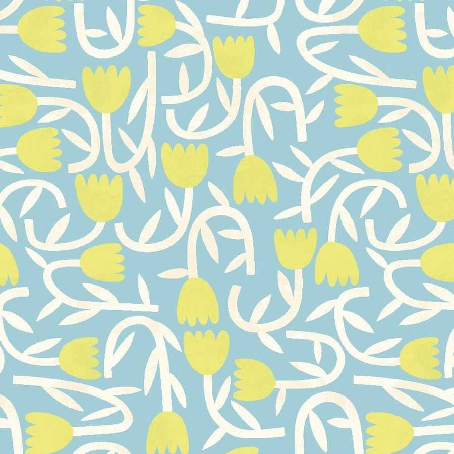 Ohpopsi Glasshouse Tiny Tulip GHS50135W Wallpaper - Lime & Sky