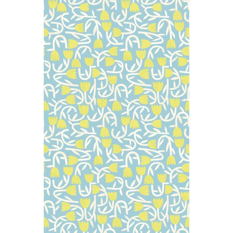 Ohpopsi Glasshouse Tiny Tulip GHS50135W Wallpaper - Lime & Sky