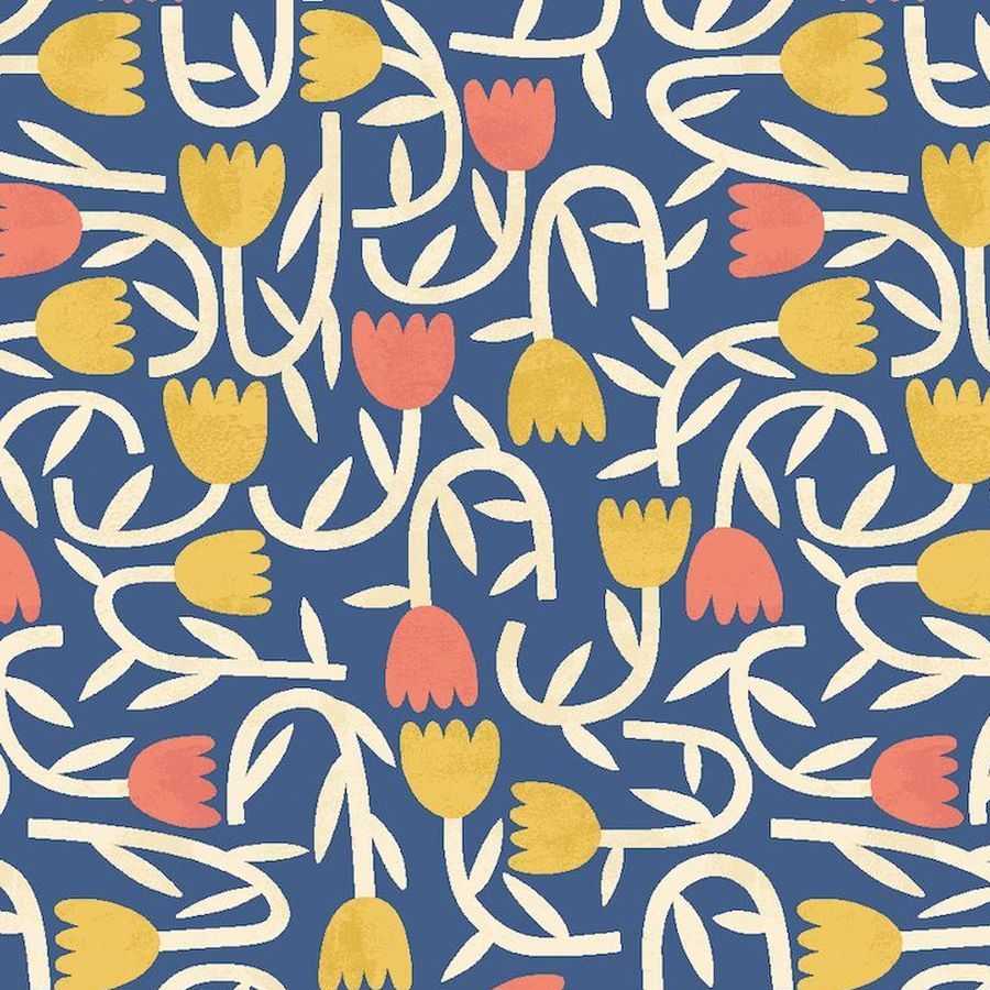 Ohpopsi Glasshouse Tiny Tulip GHS50137W Wallpaper - Indigo Mix