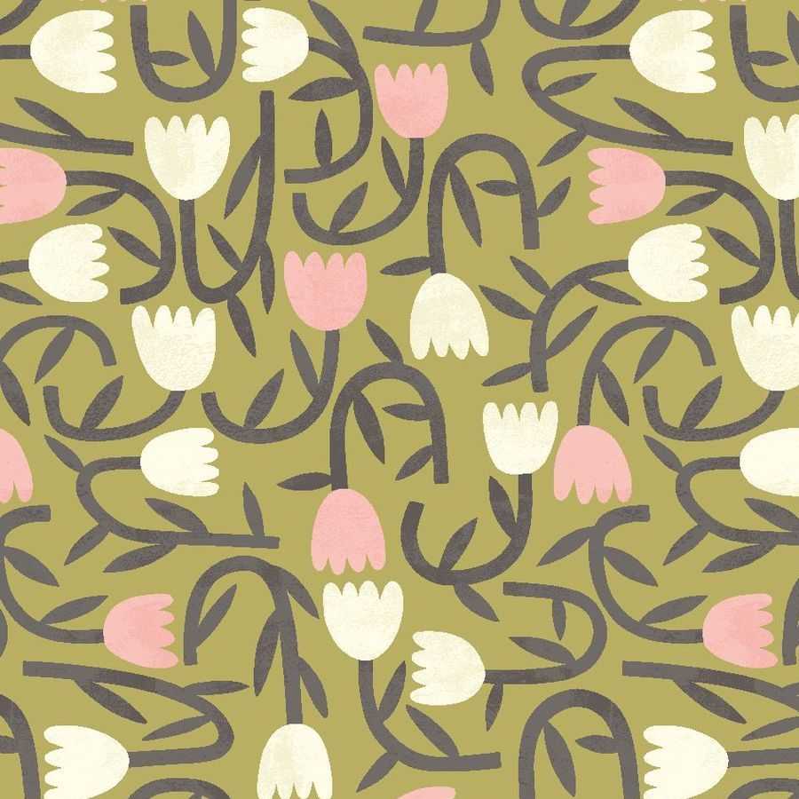 Ohpopsi Glasshouse Tiny Tulip GHS50139W Wallpaper - Olive Mix